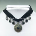 Luxus Schwarze Samt Anhänger Choker Halskette (XJW13684)